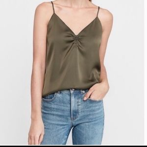 Express olive green faux satin camisole